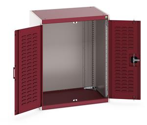 40020086.** cubio cupboard with louvre doors. WxDxH: 800x650x1000mm. RAL 7035/5010 or selected